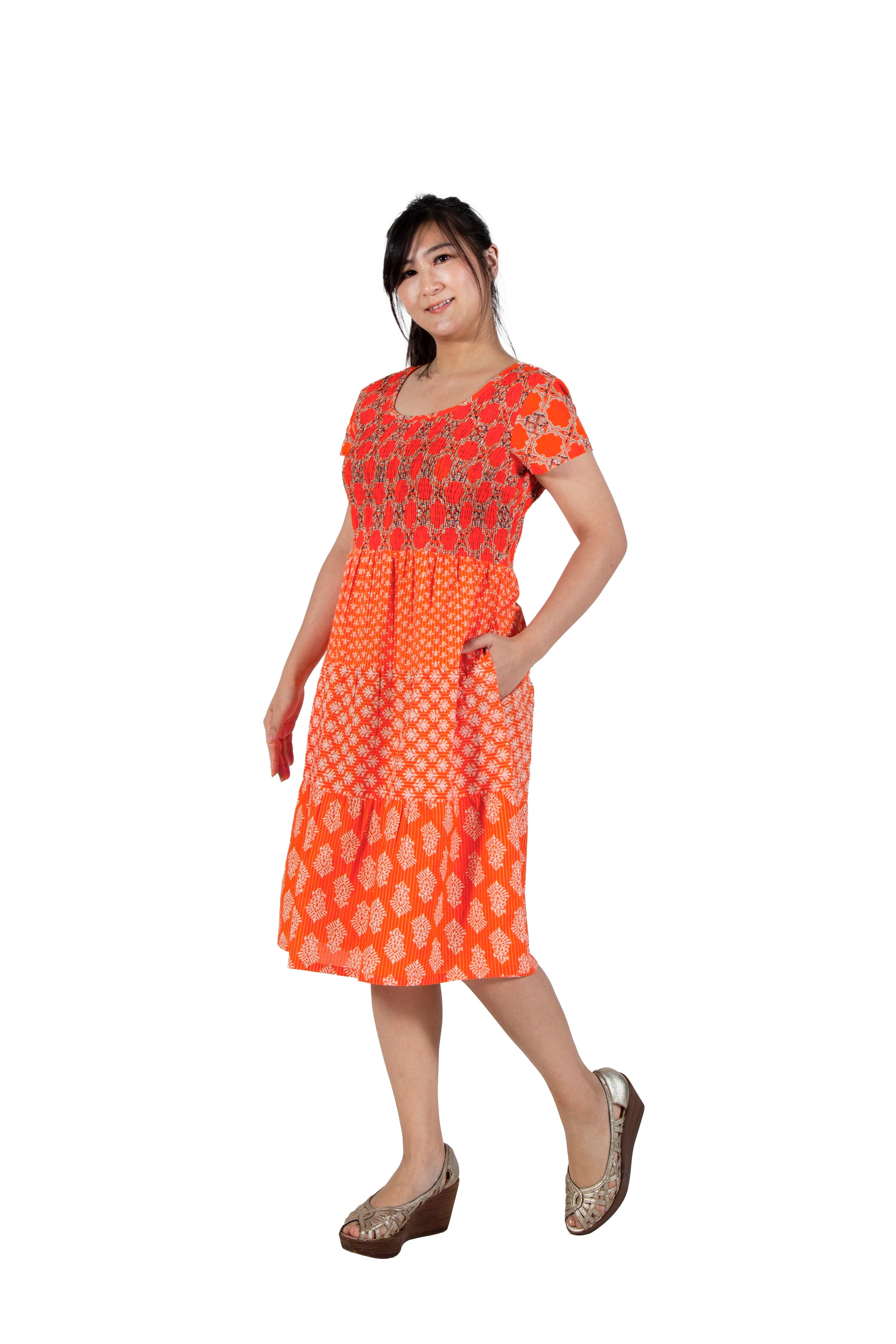 La Cera Cap Sleeve Short Smock Tier Dress - La Cera