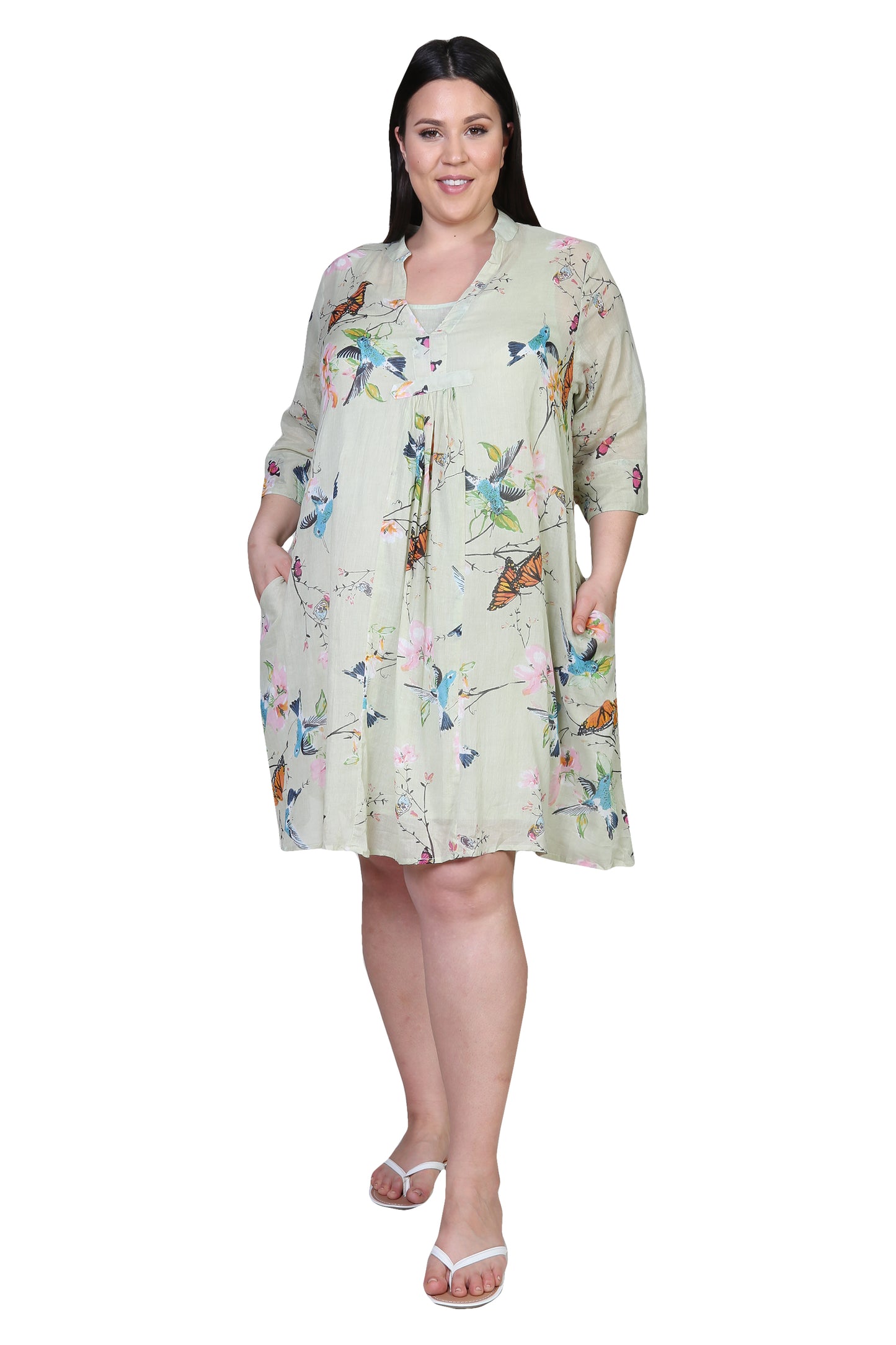 Floral Hummingbird Plus Size Sundress - La Cera