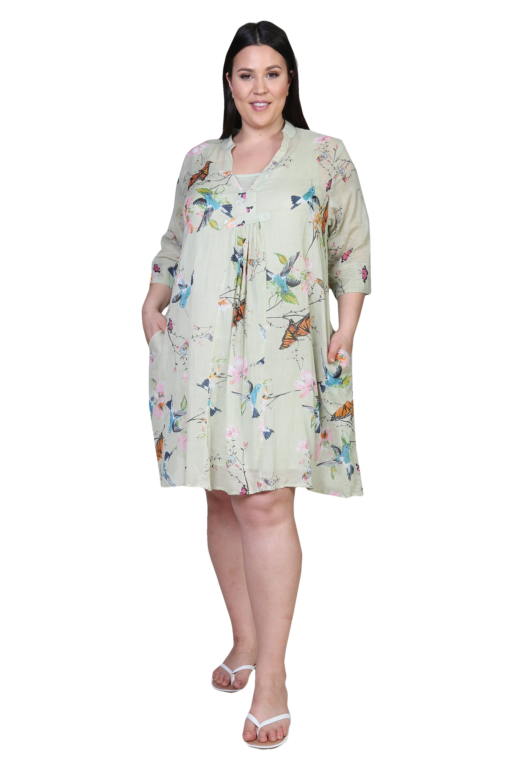 Floral Hummingbird Plus Size Sundress - La Cera