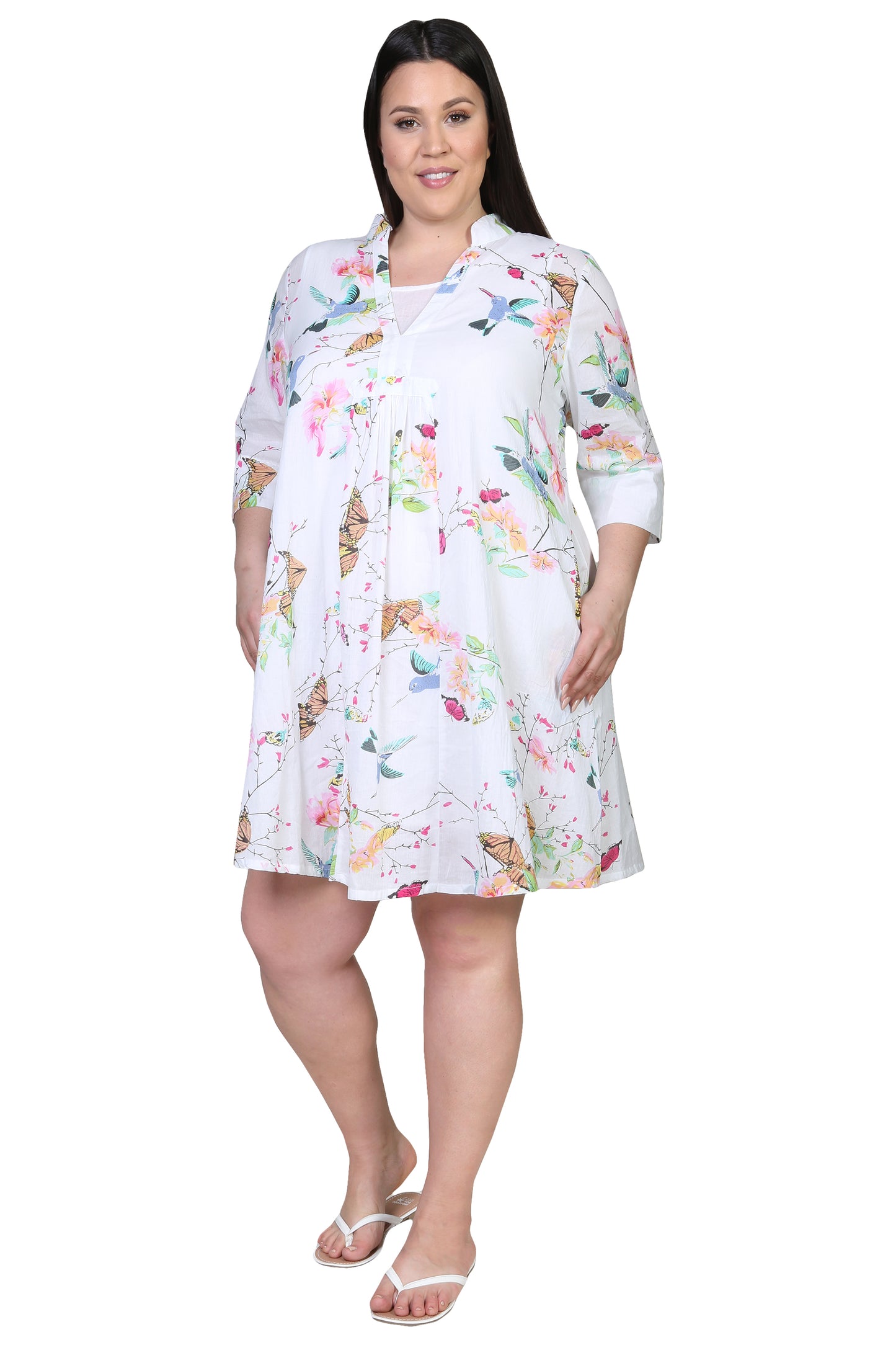 Floral Hummingbird Plus Size Sundress - La Cera