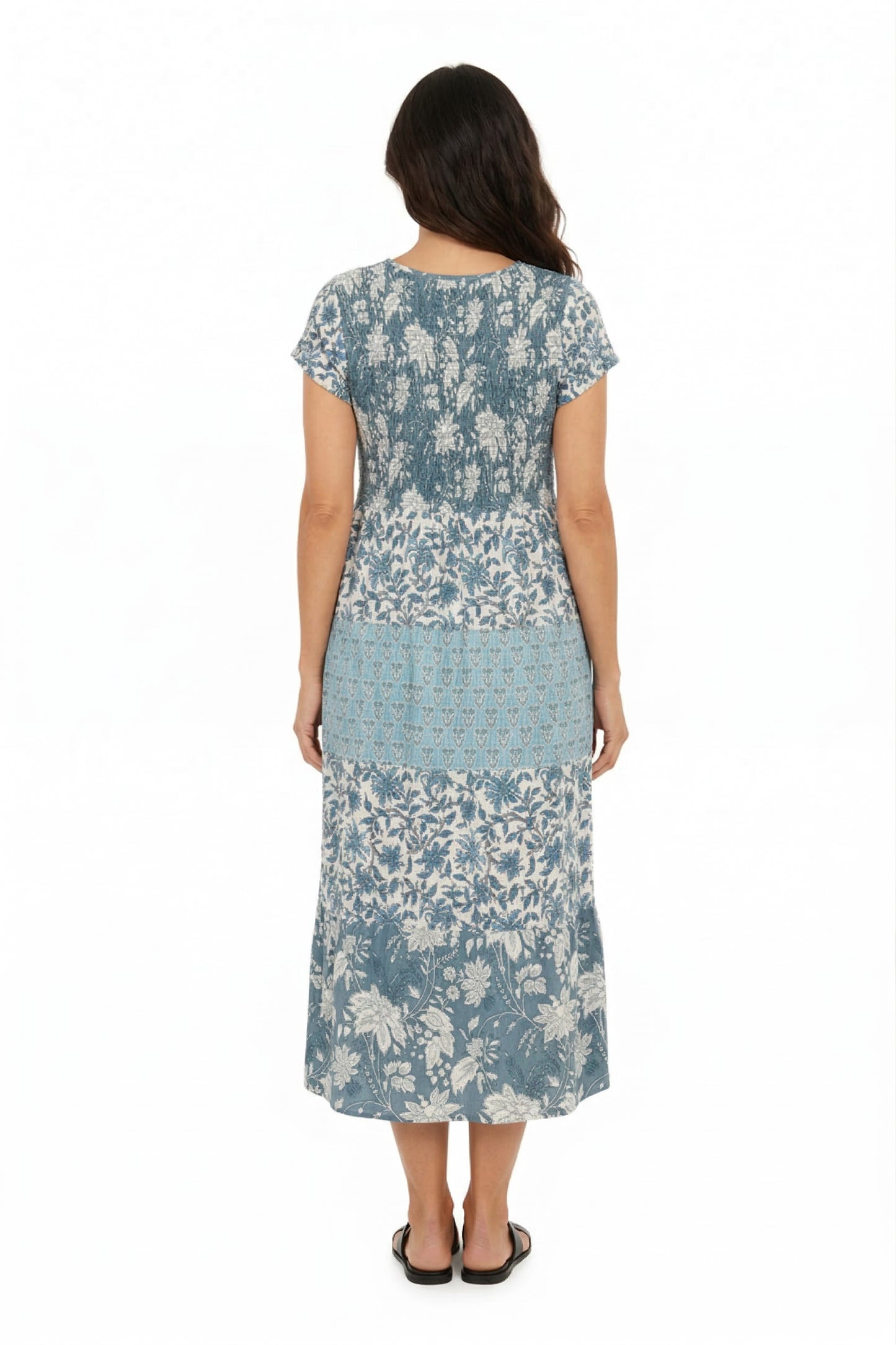 La Cera Cap Sleeve Smock Tier Dress