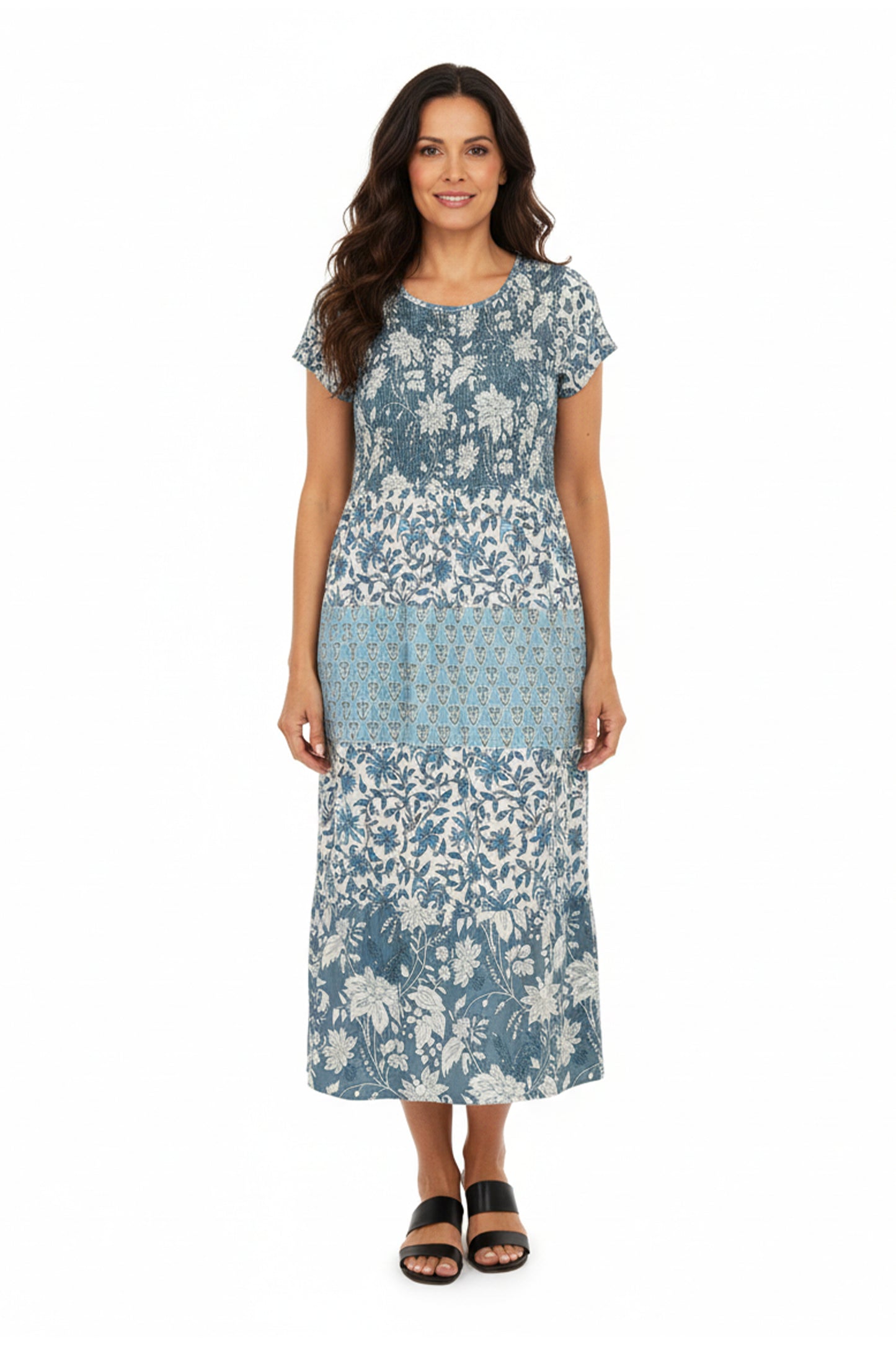 La Cera Cap Sleeve Smock Tier Dress