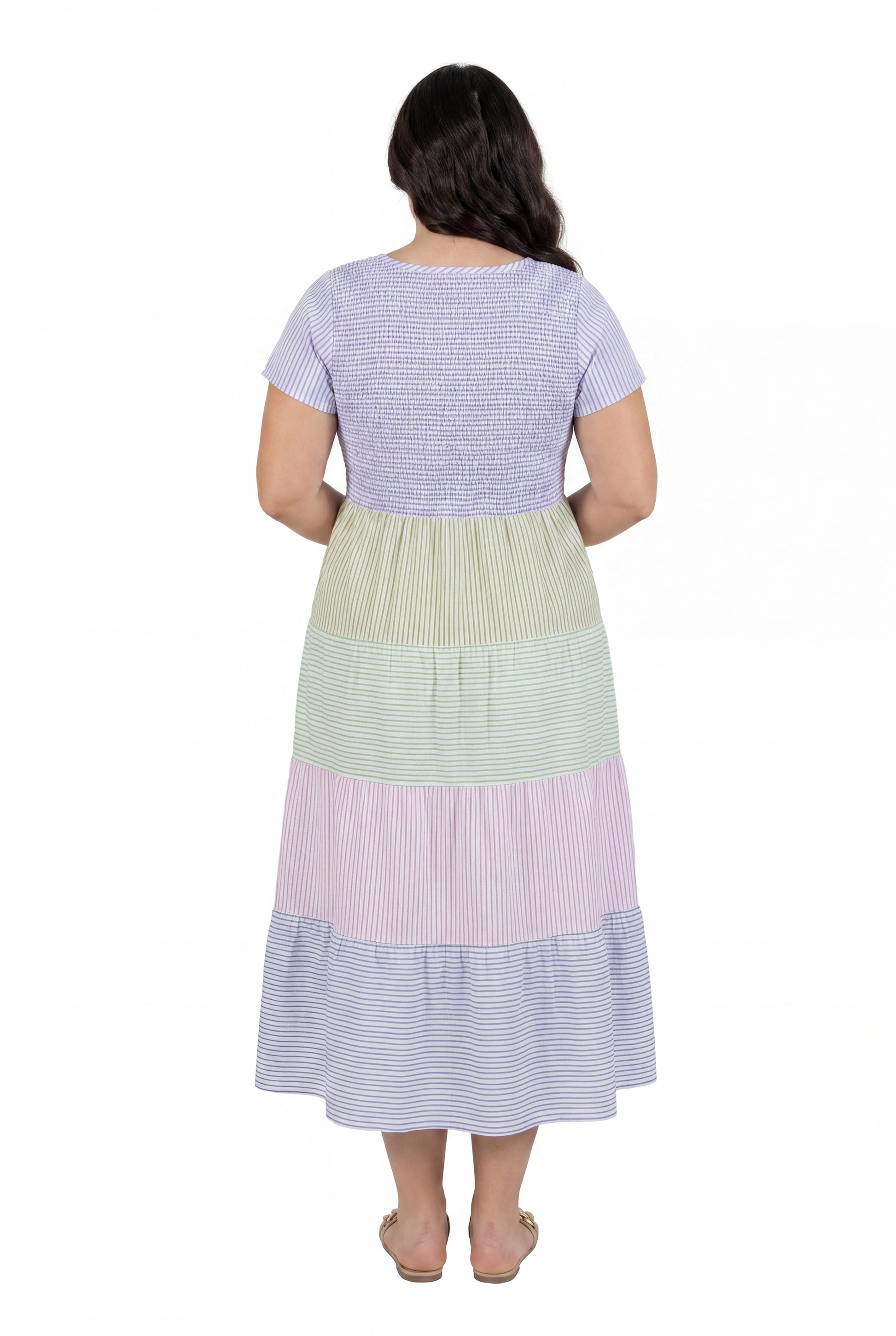 La Cera Cap Sleeve Smock Tier Dress - La Cera