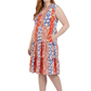 La Cera Short Sleeve Printed Tiered Dress - La Cera