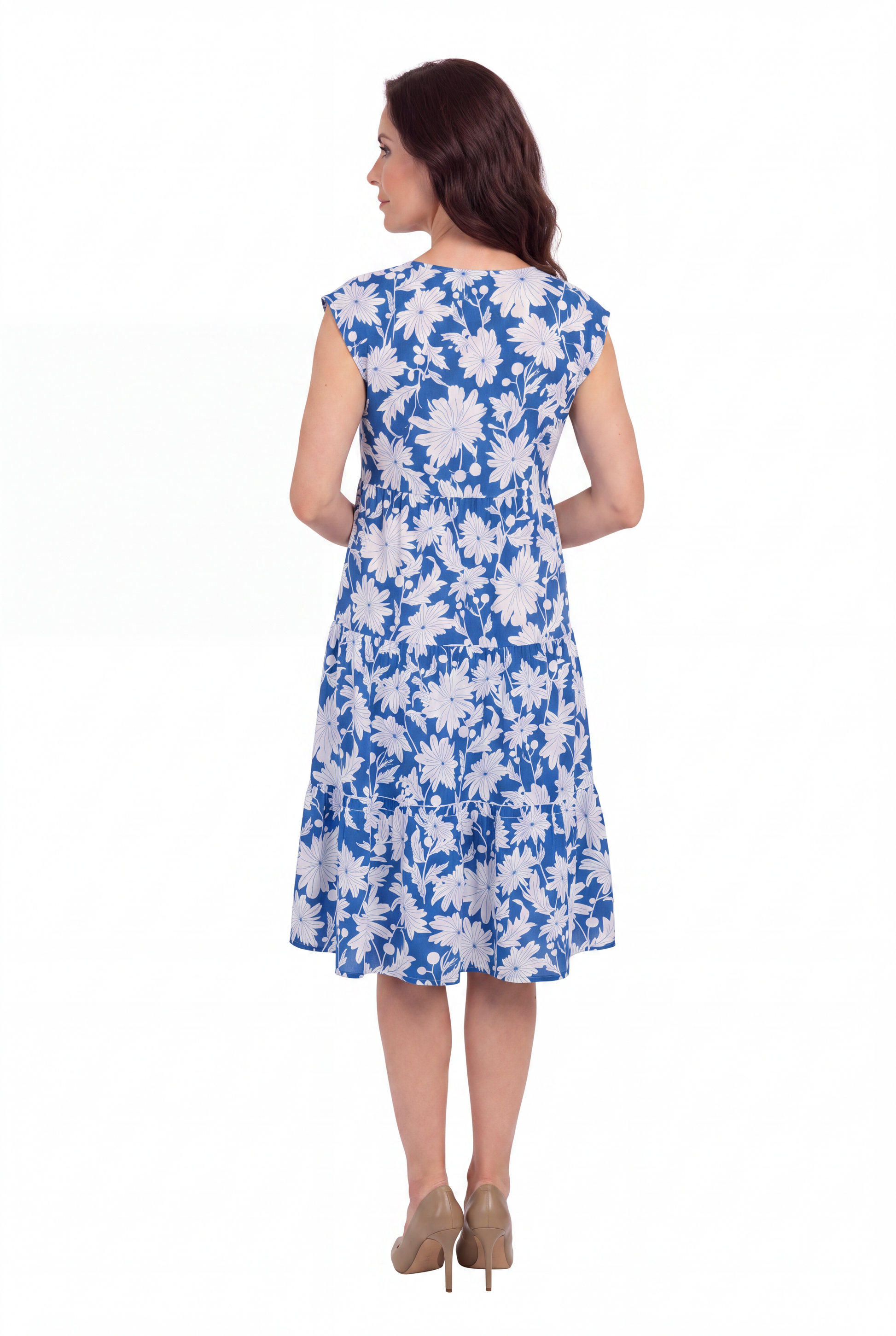 La Cera Floral Tiered Cap Sleeve Dress - La Cera