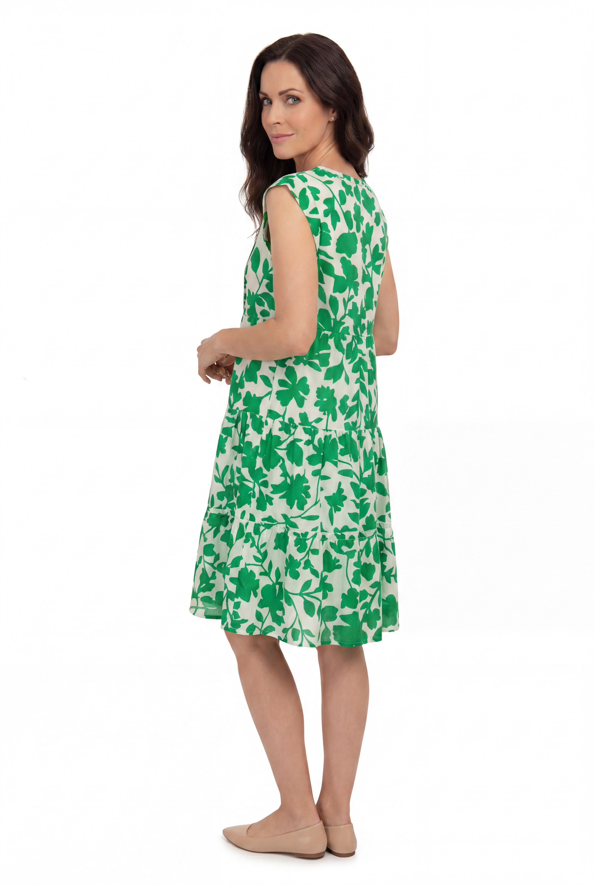 La Cera Floral Tiered Cap Sleeve Dress - La Cera