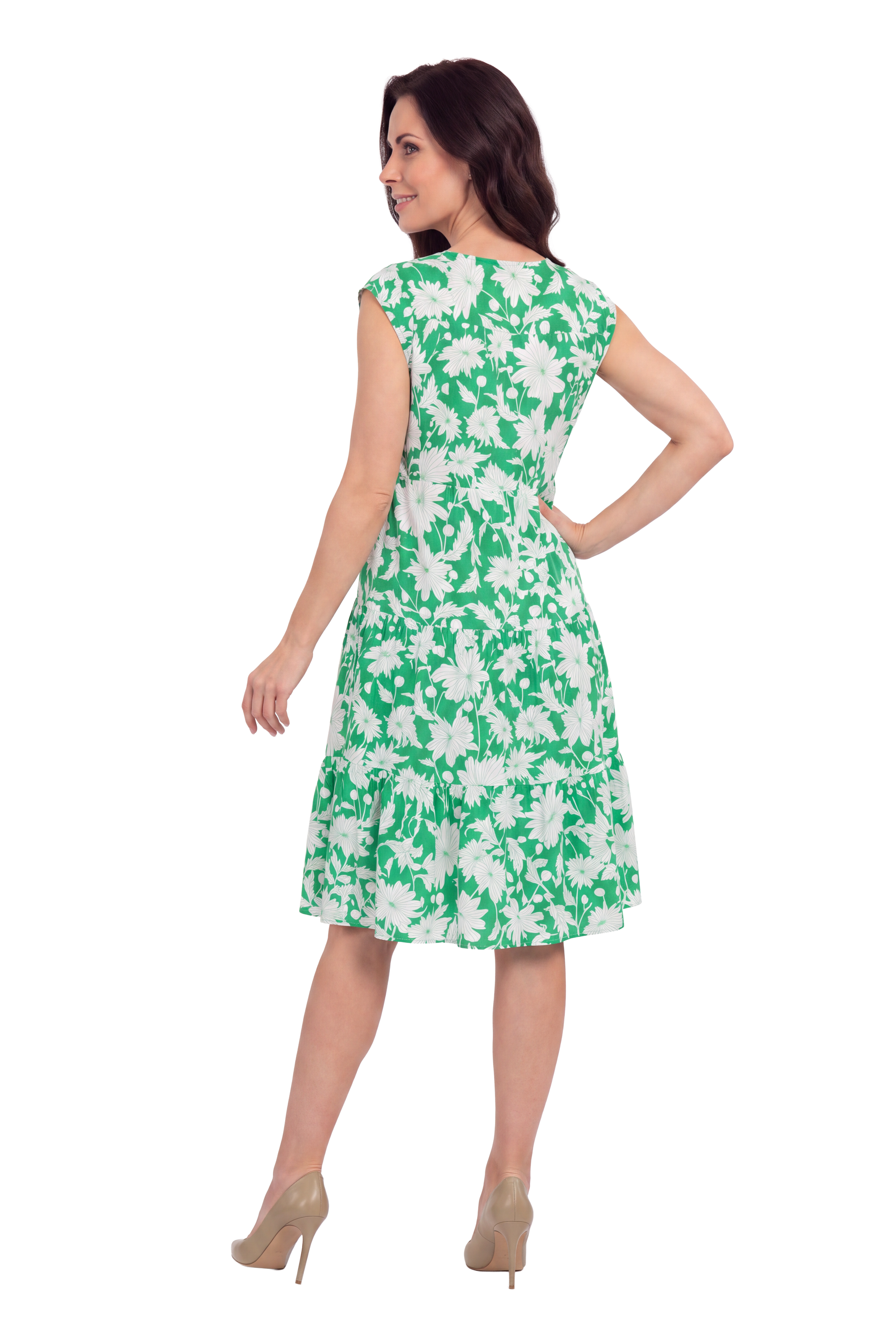 La Cera Floral Tiered Cap Sleeve Dress - La Cera