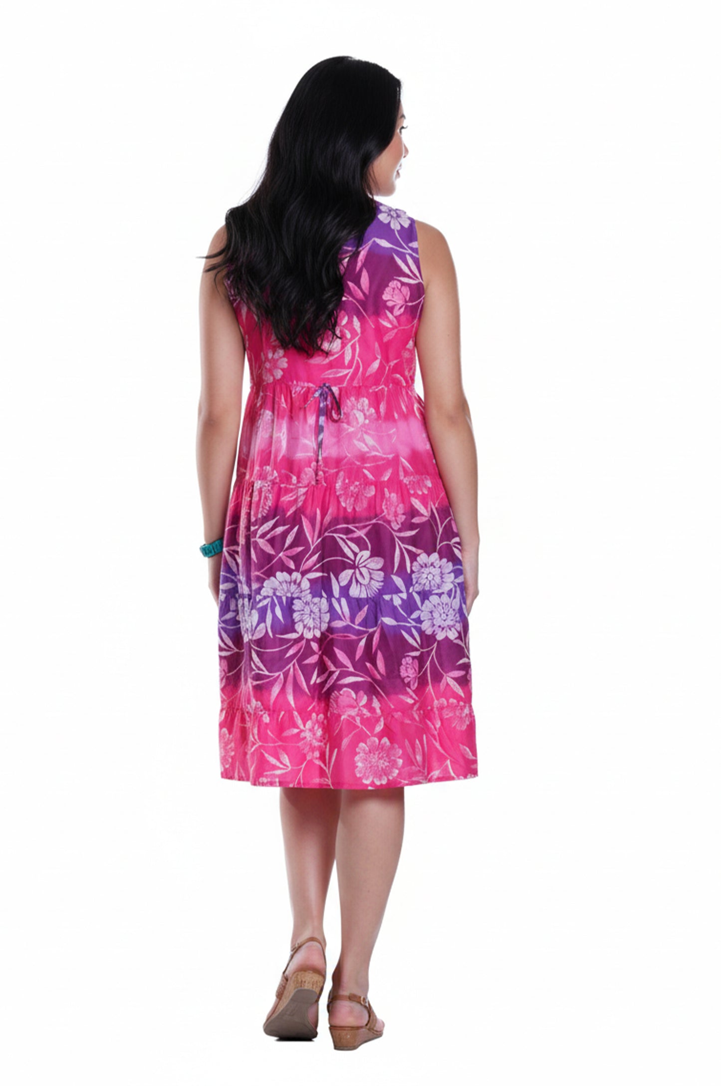 La Cera Plus Size 100% Cotton Ombre Print Tier Dress