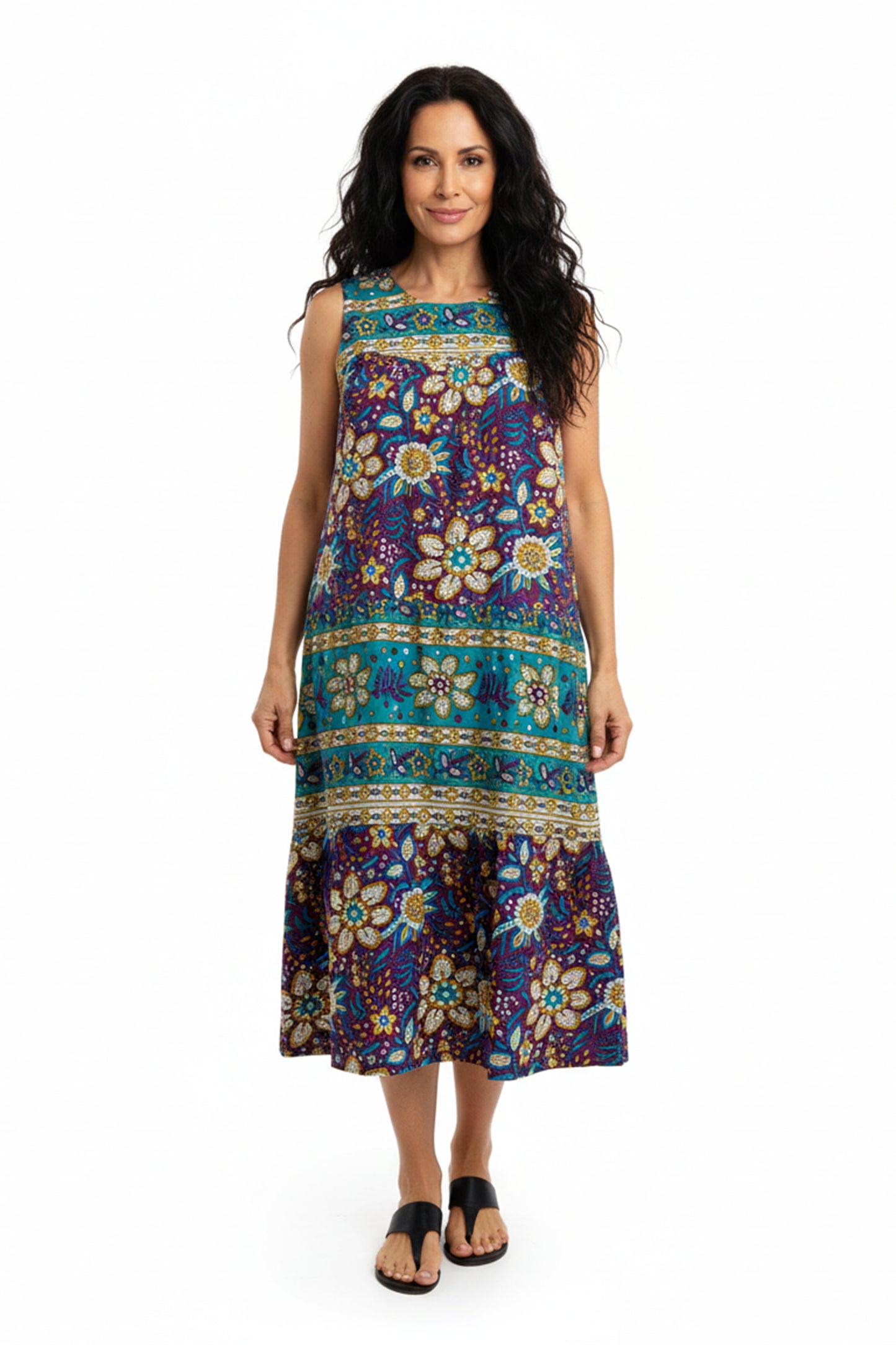 La Cera 100% Cotton Border Print Dress