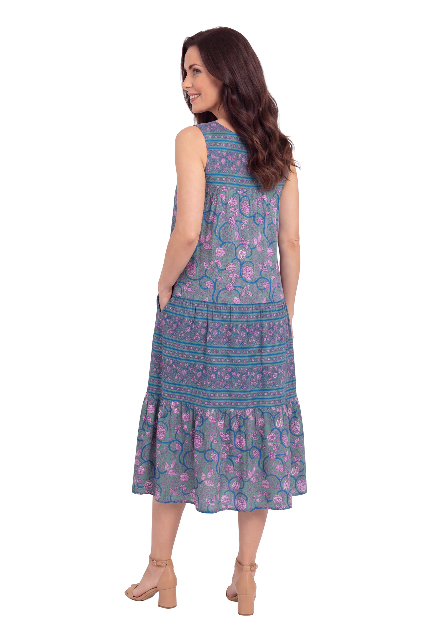 La Cera 100% Cotton Border Print Dress