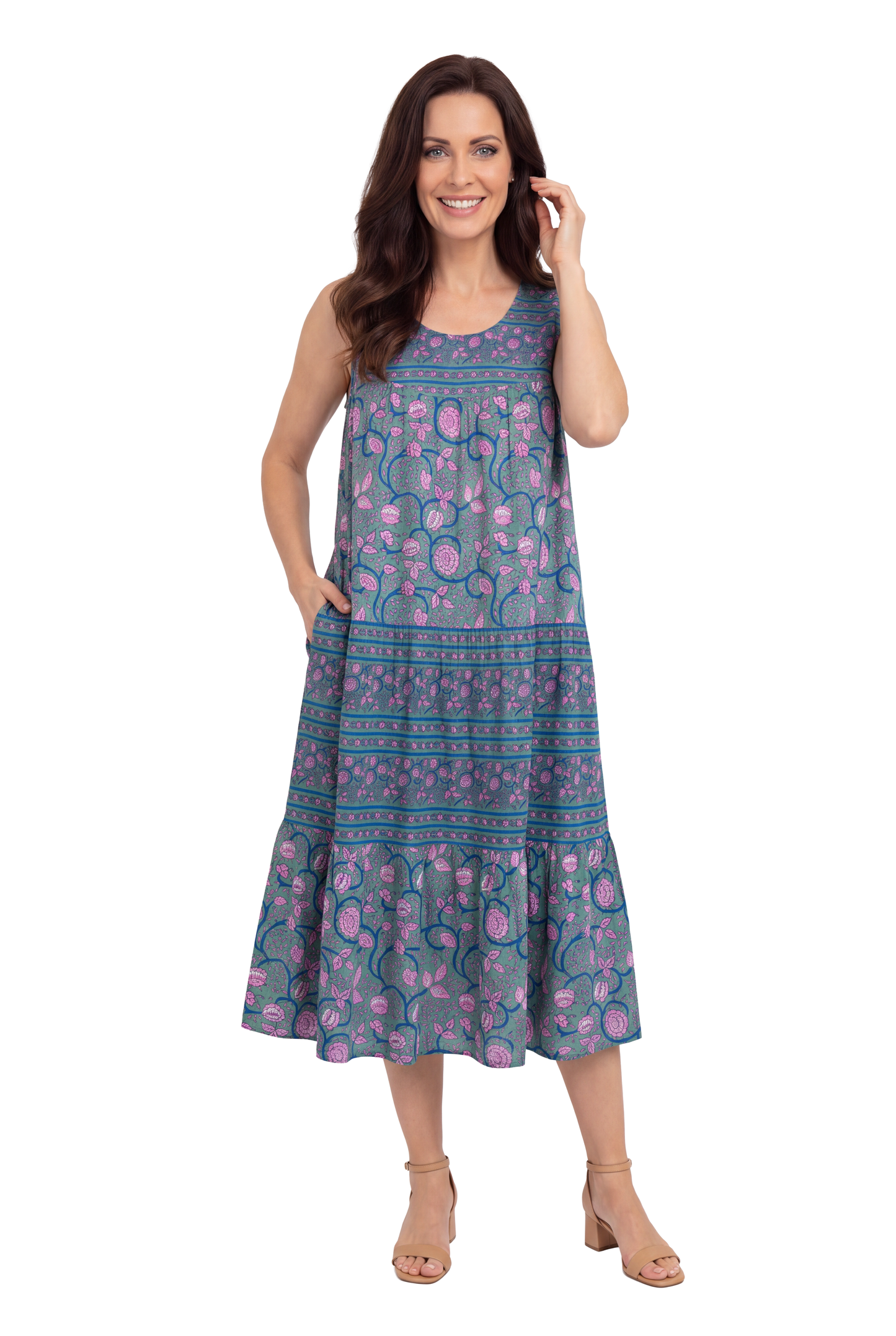 La Cera 100% Cotton Border Print Dress