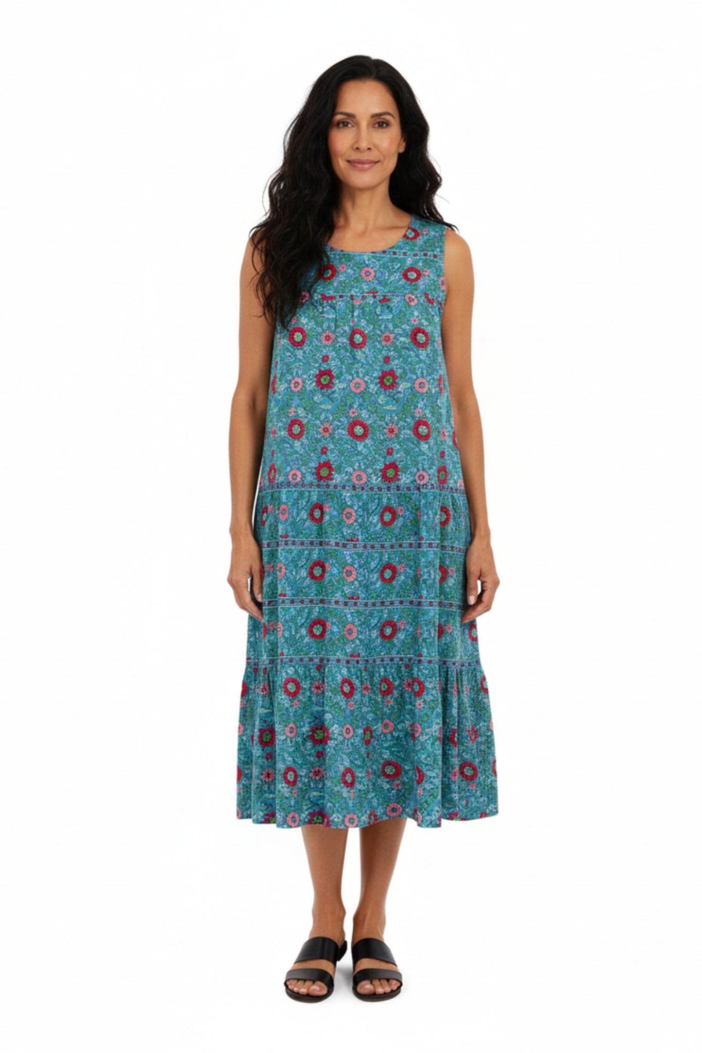 La Cera 100% Cotton Border Print Dress