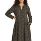 La Cera Long Sleeve Floral Button Tuck Front Dress - La Cera