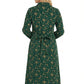 La Cera Long Sleeve Floral Button Tuck Front Dress - La Cera