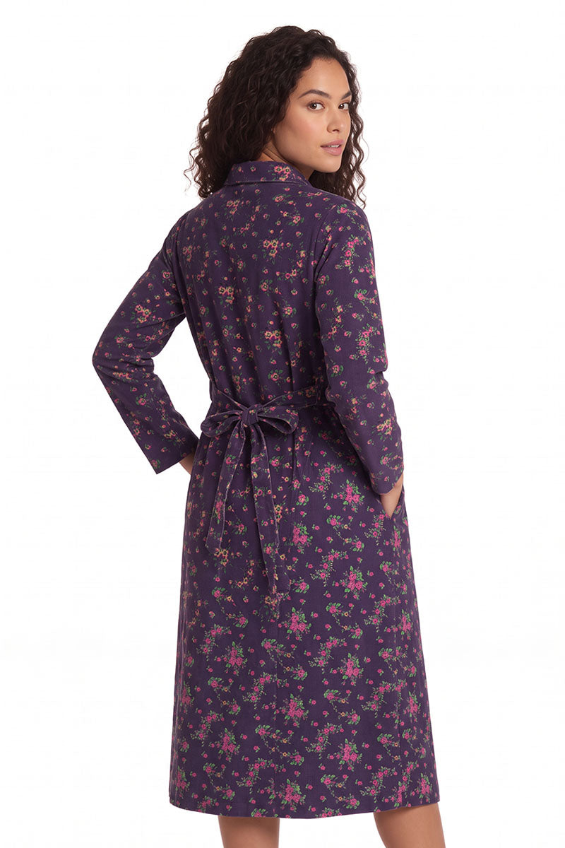La Cera Long Sleeve Floral Button Tuck Front Dress - La Cera