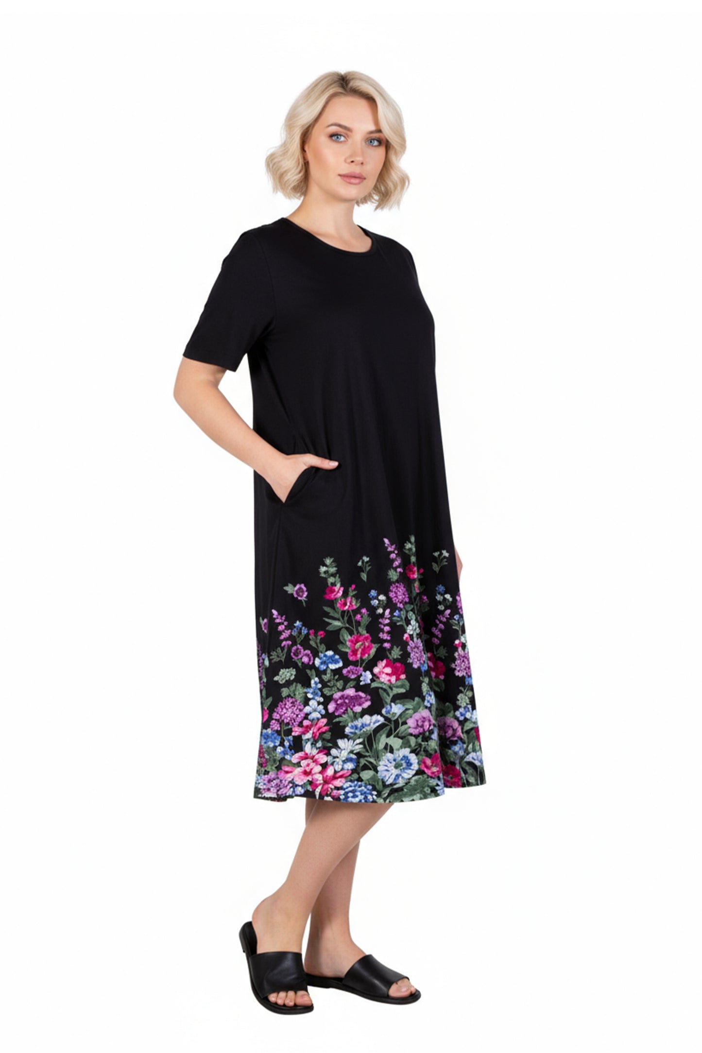 La Cera 100% Cotton Knit Summertime Garden Dress