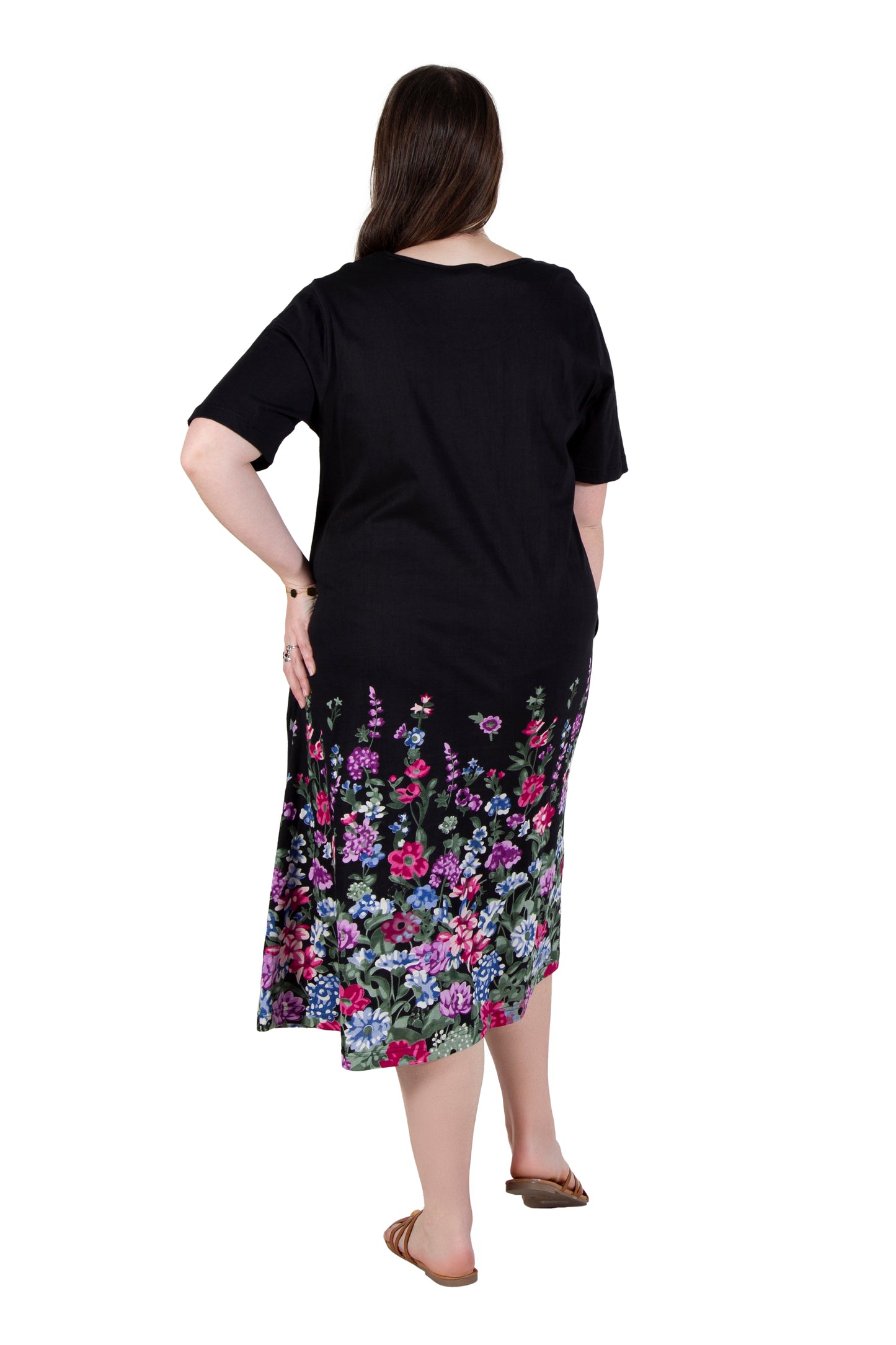 La Cera Plus Size 100% Cotton Knit Summertime Garden Dress - La Cera