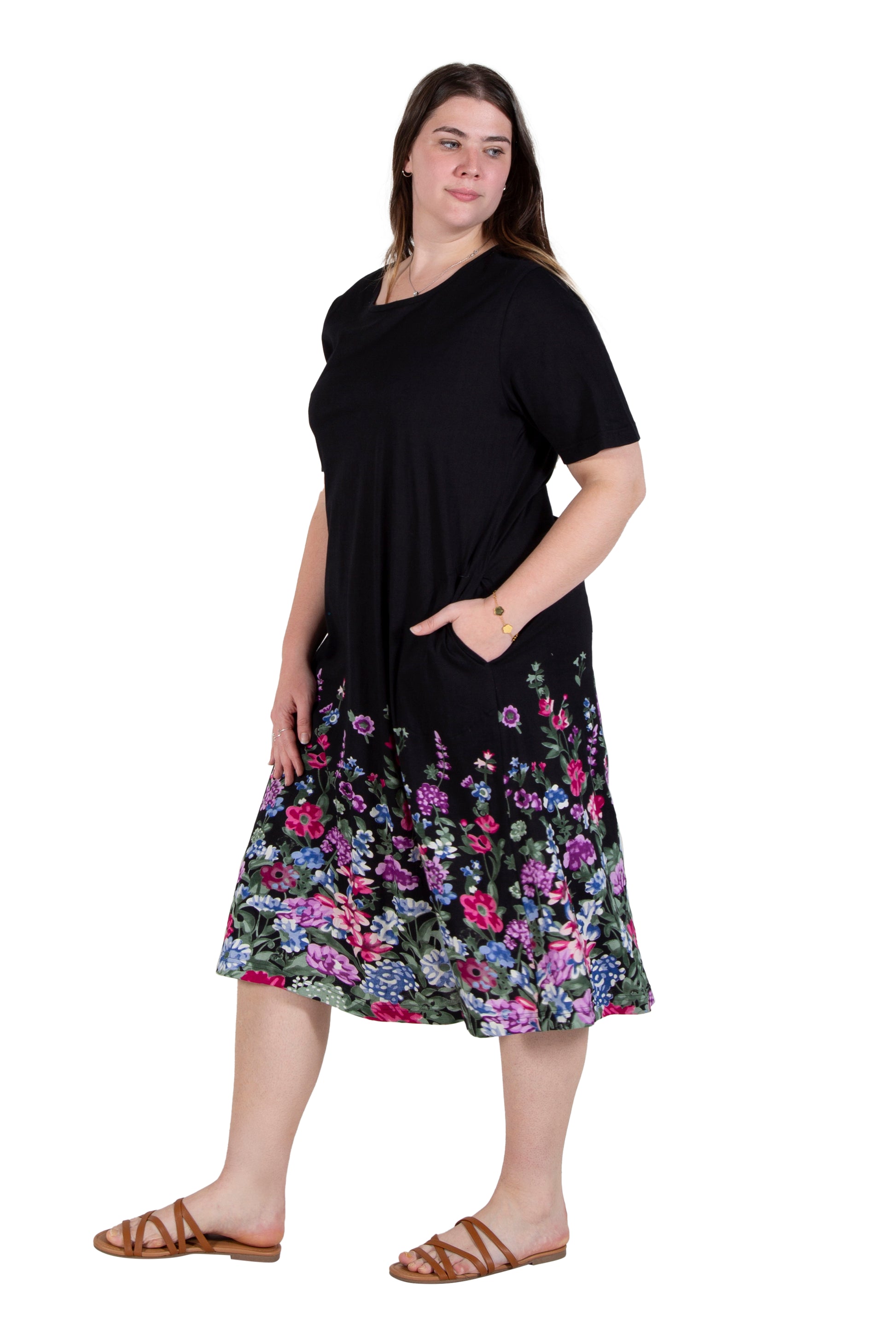 La Cera Plus Size 100% Cotton Knit Summertime Garden Dress - La Cera