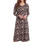 La Cera Long Sleeve A-Line Floral Printed Dress