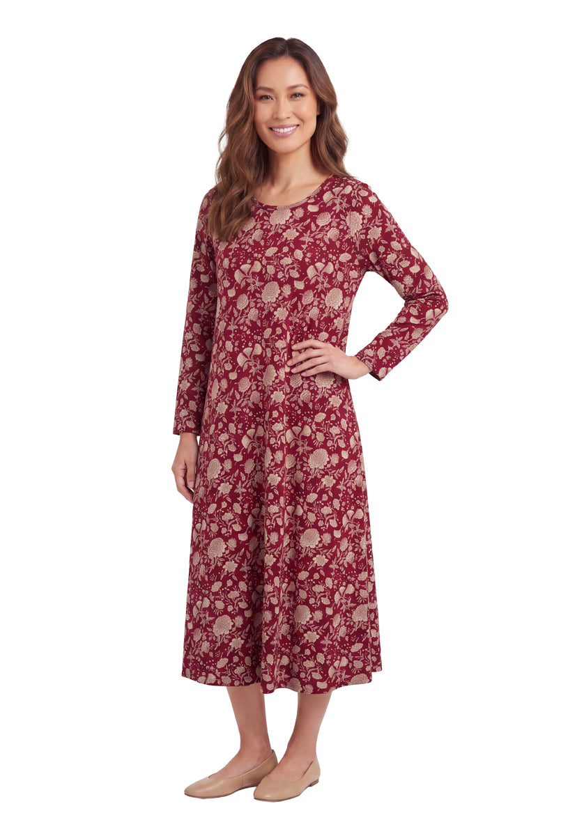 La Cera Long Sleeve A-Line Floral Printed Dress
