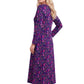 La Cera Long Sleeve A-Line Floral Printed Dress