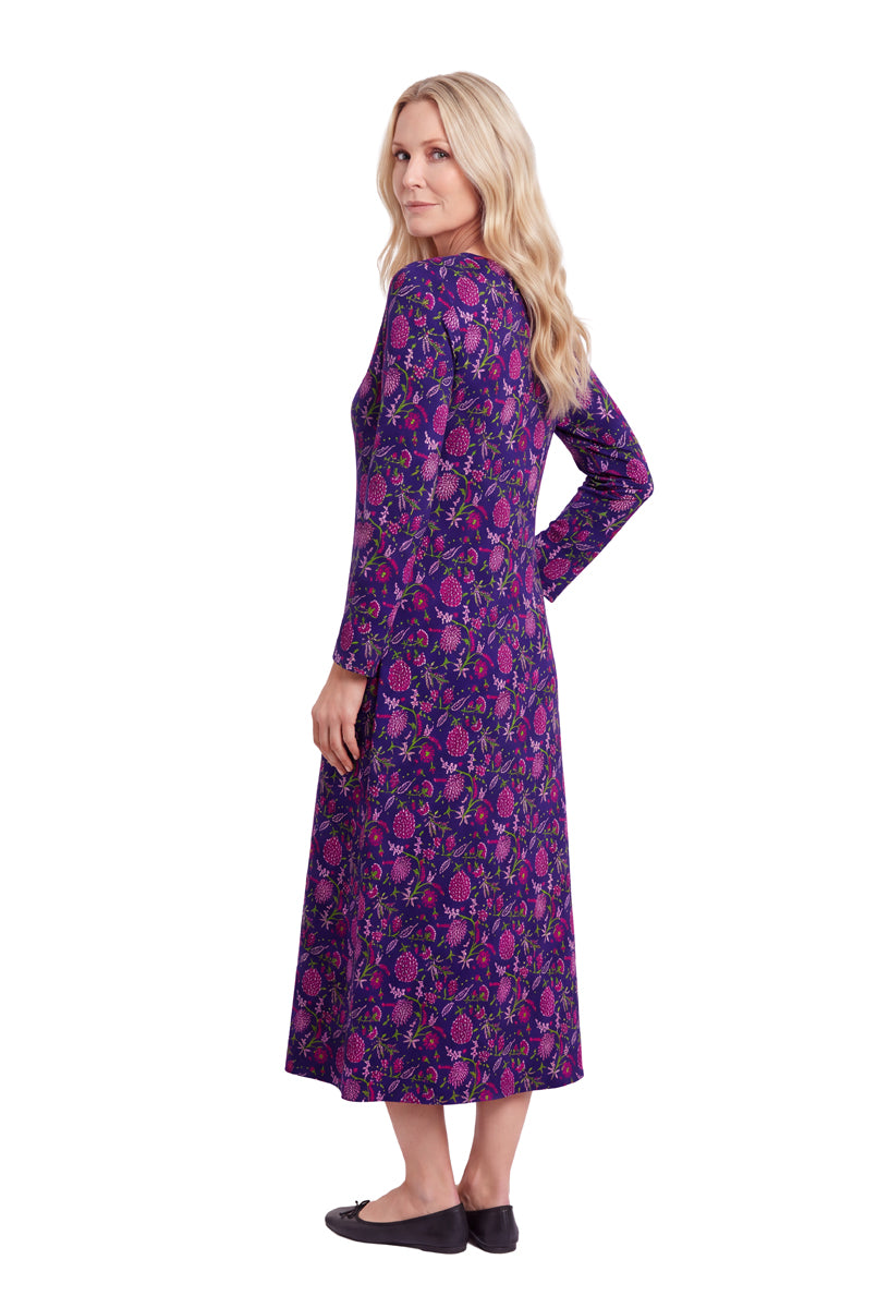 La Cera Long Sleeve A-Line Floral Printed Dress