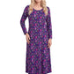 La Cera Long Sleeve A-Line Floral Printed Dress