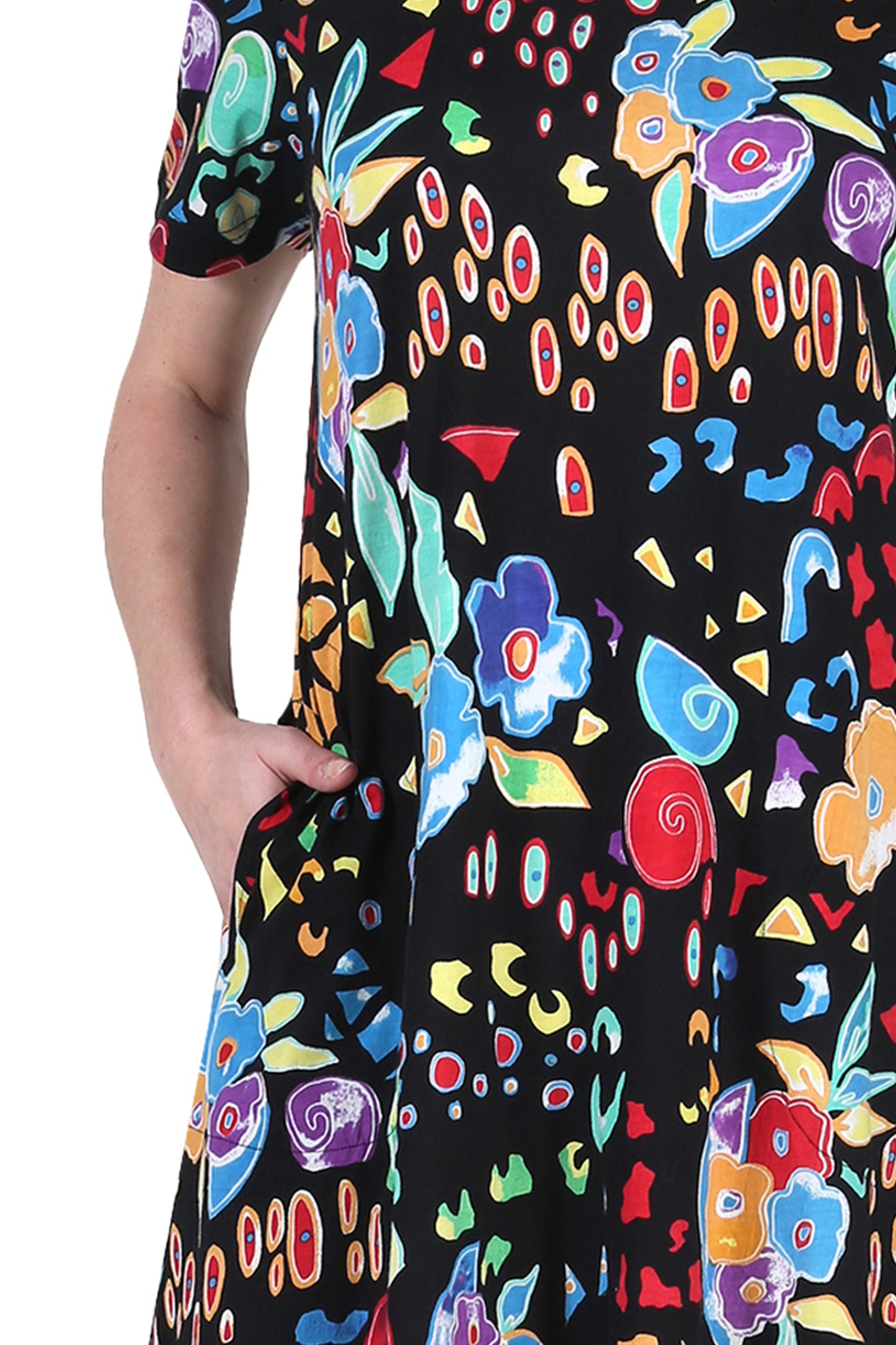 La Cera Abstract Floral Print Cotton Dress - La Cera