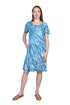 La Cera Cotton Knit Short Sleeve Blue Tie-Dye Dress - La Cera