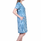 La Cera Cotton Knit Short Sleeve Blue Tie-Dye Dress - La Cera