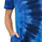 La Cera Cotton Knit Short Sleeve Denim Blue Tie-Dye Dress