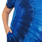 La Cera Cotton Knit Short Sleeve Denim Blue Tie-Dye Dress - Plus Size - La Cera