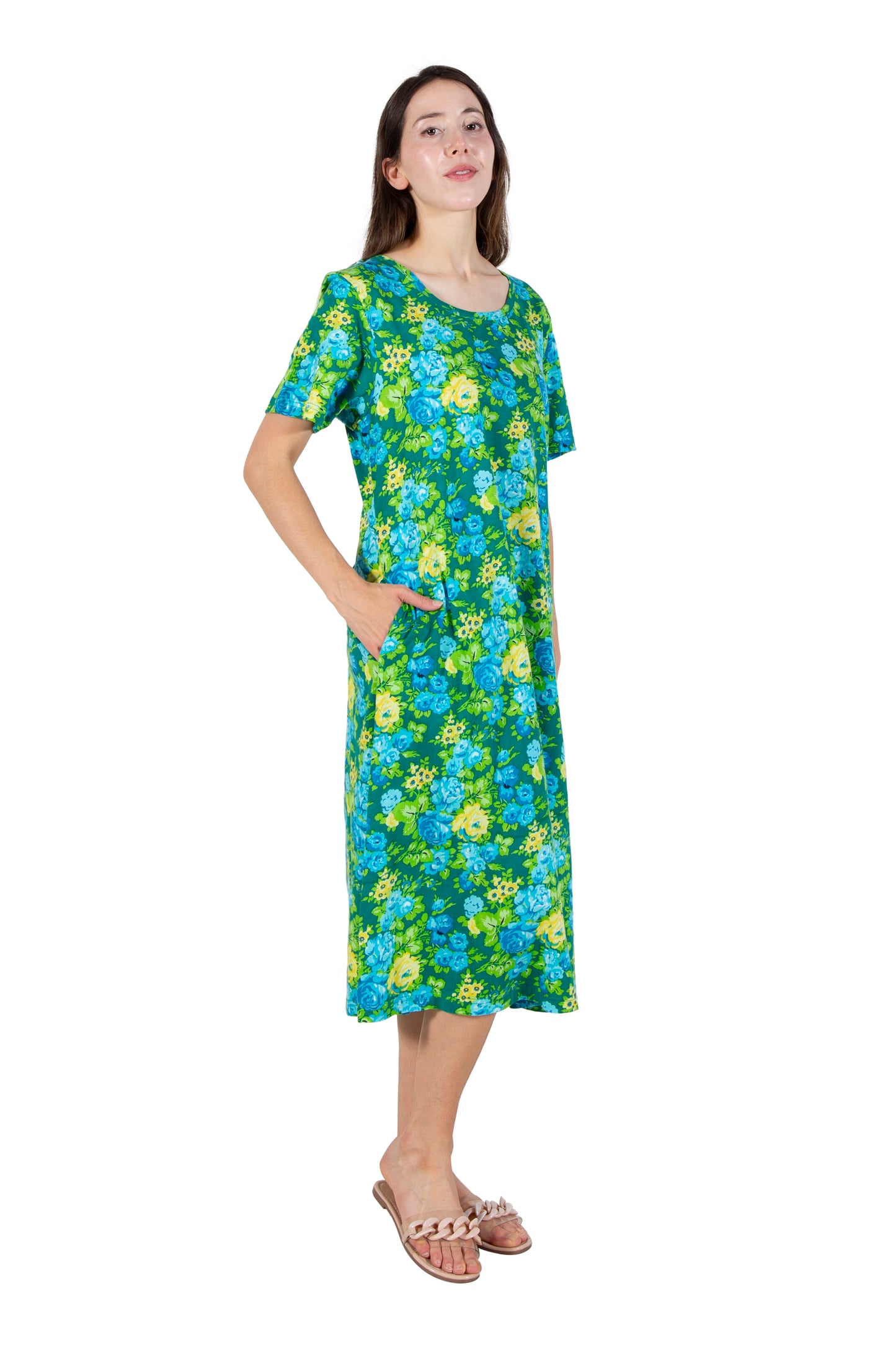 La Cera Floral Printed A-Line Dress - La Cera