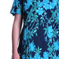 La Cera Navy Floral Print A-Line Dress