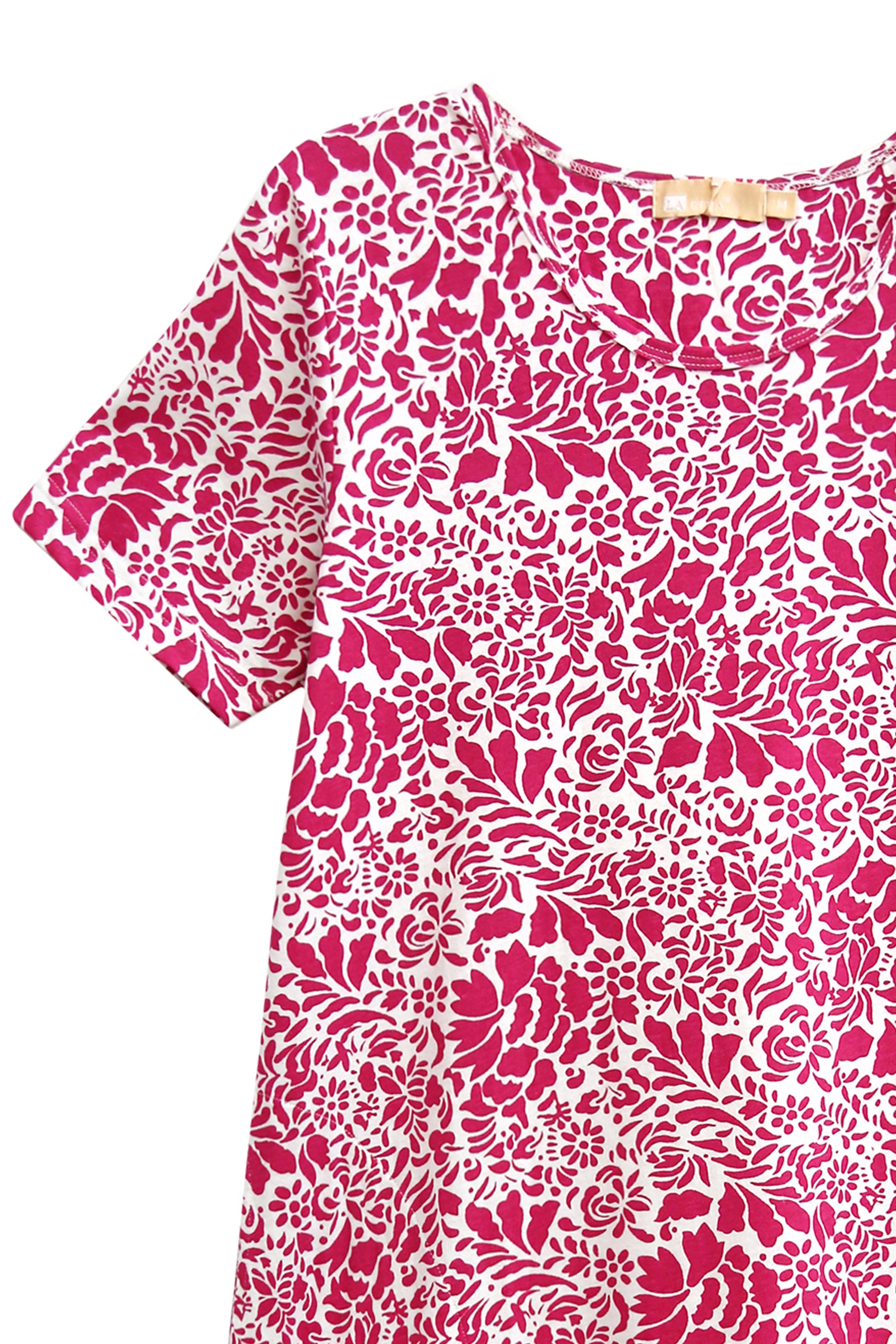 La Cera Cotton Jersey Knit Floral A-Line Dress - La Cera