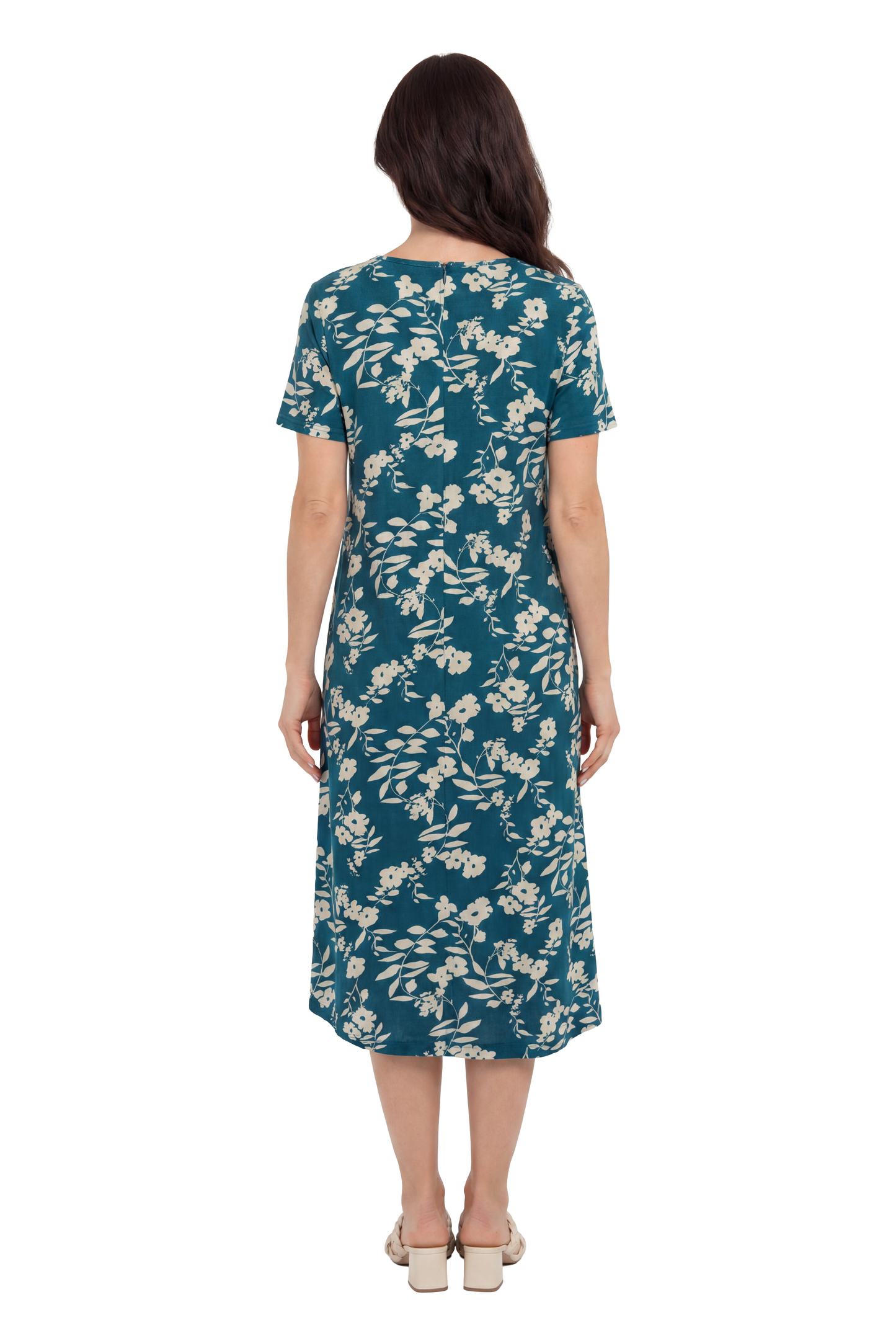 La Cera White Floral Vine Printed A-Line Dress - La Cera
