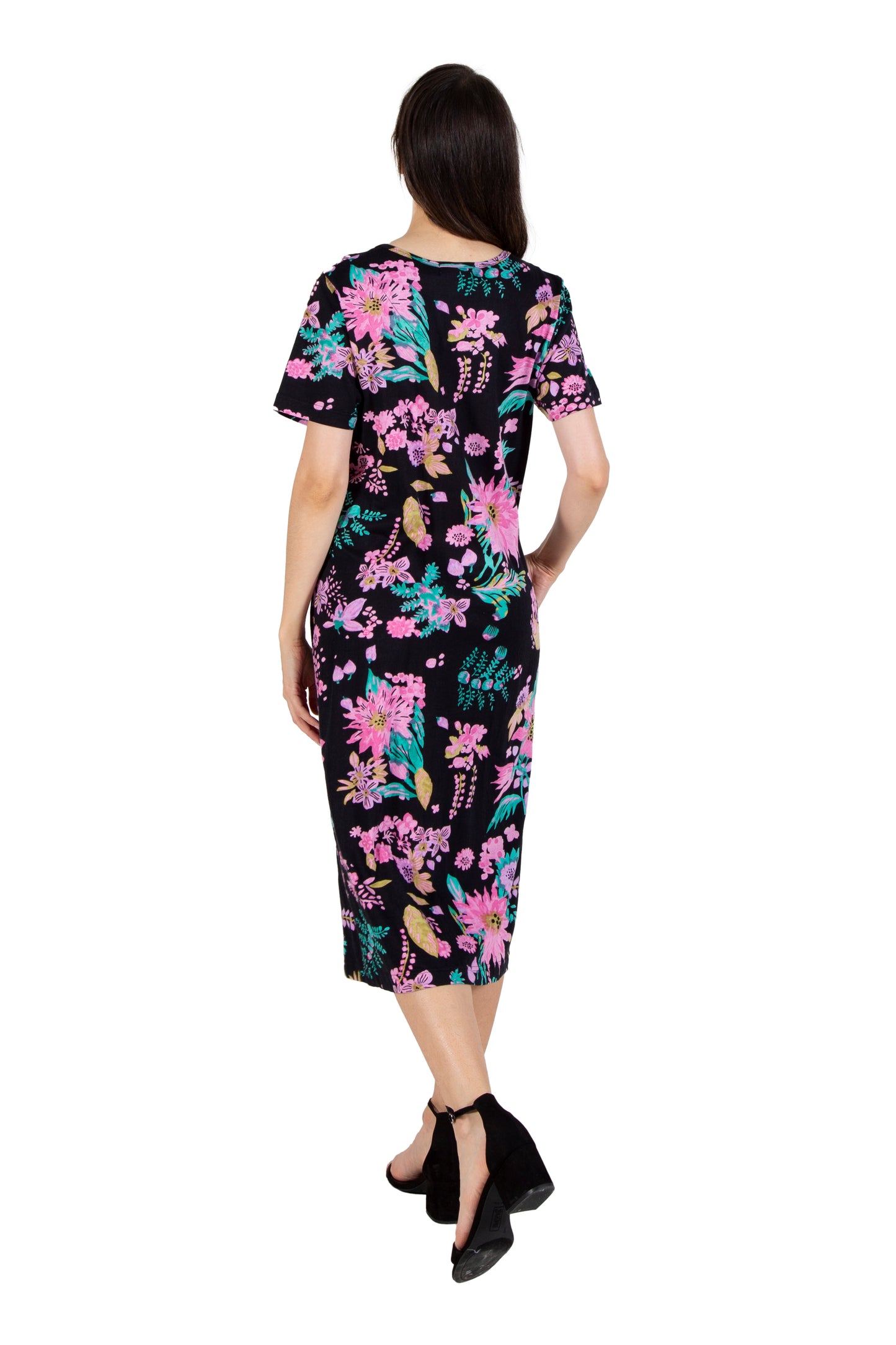 La Cera Rainforest Floral Printed A-Line Dress
