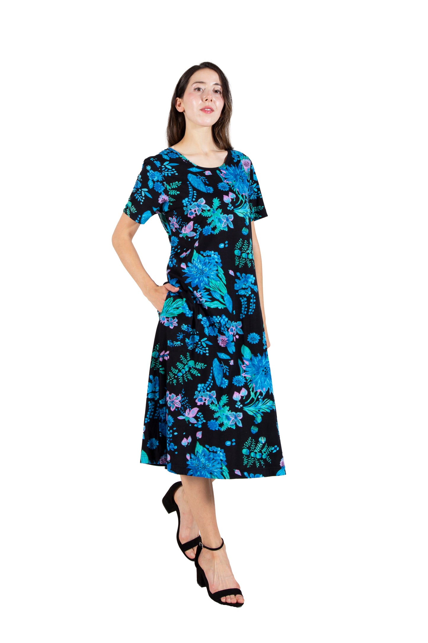 La Cera Rainforest Floral Printed A-Line Dress
