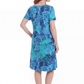La Cera Blue Floral Print A-Line Dress