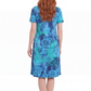 La Cera Blue Floral Print A-Line Dress