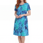 La Cera Blue Floral Print A-Line Dress