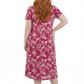 La Cera White Floral Vine Printed A-Line Dress - La Cera