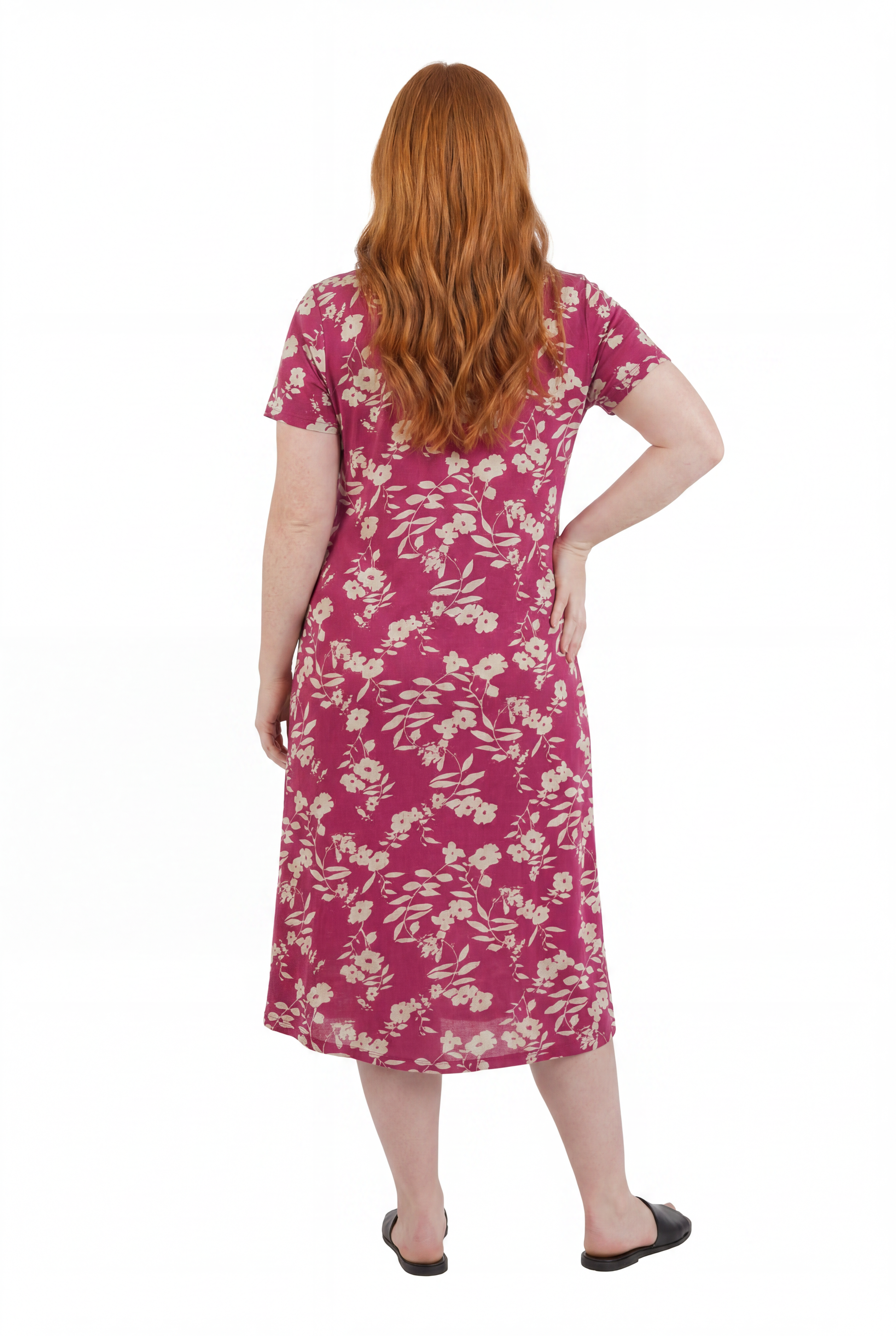 La Cera White Floral Vine Printed A-Line Dress - La Cera