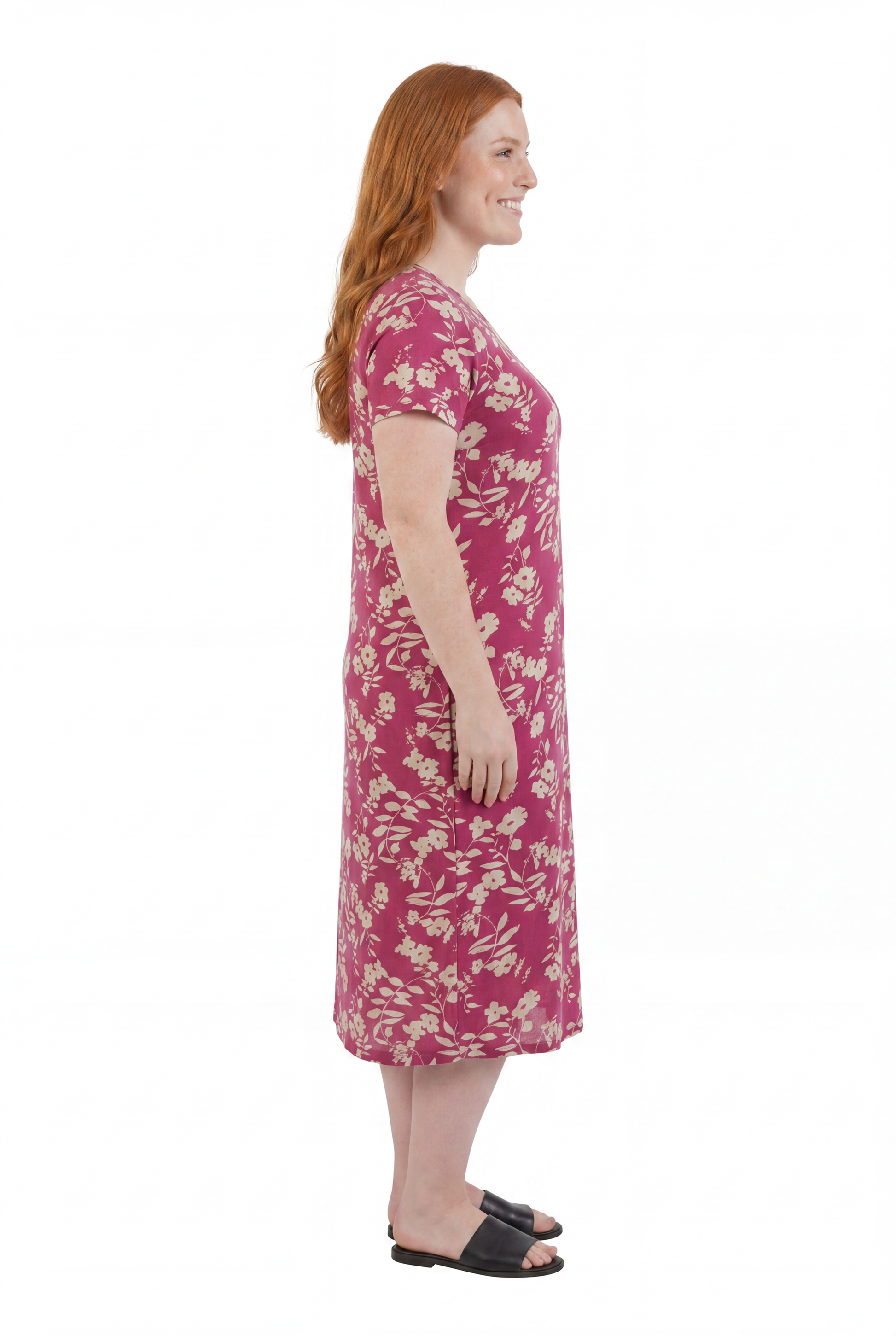 La Cera White Floral Vine Printed A-Line Dress - La Cera