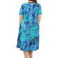 La Cera Plus Size Blue Floral Print A-Line Dress