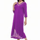 La Cera V-Neck 3/4 Sleeve Embroidered Dress