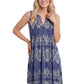 La Cera Shades of Denim Print Sleeveless Dress - La Cera