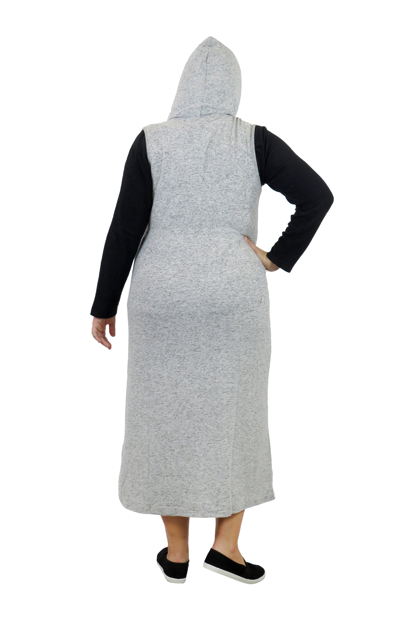 Sudadera con capucha y cremallera larga sin mangas - Talla grande