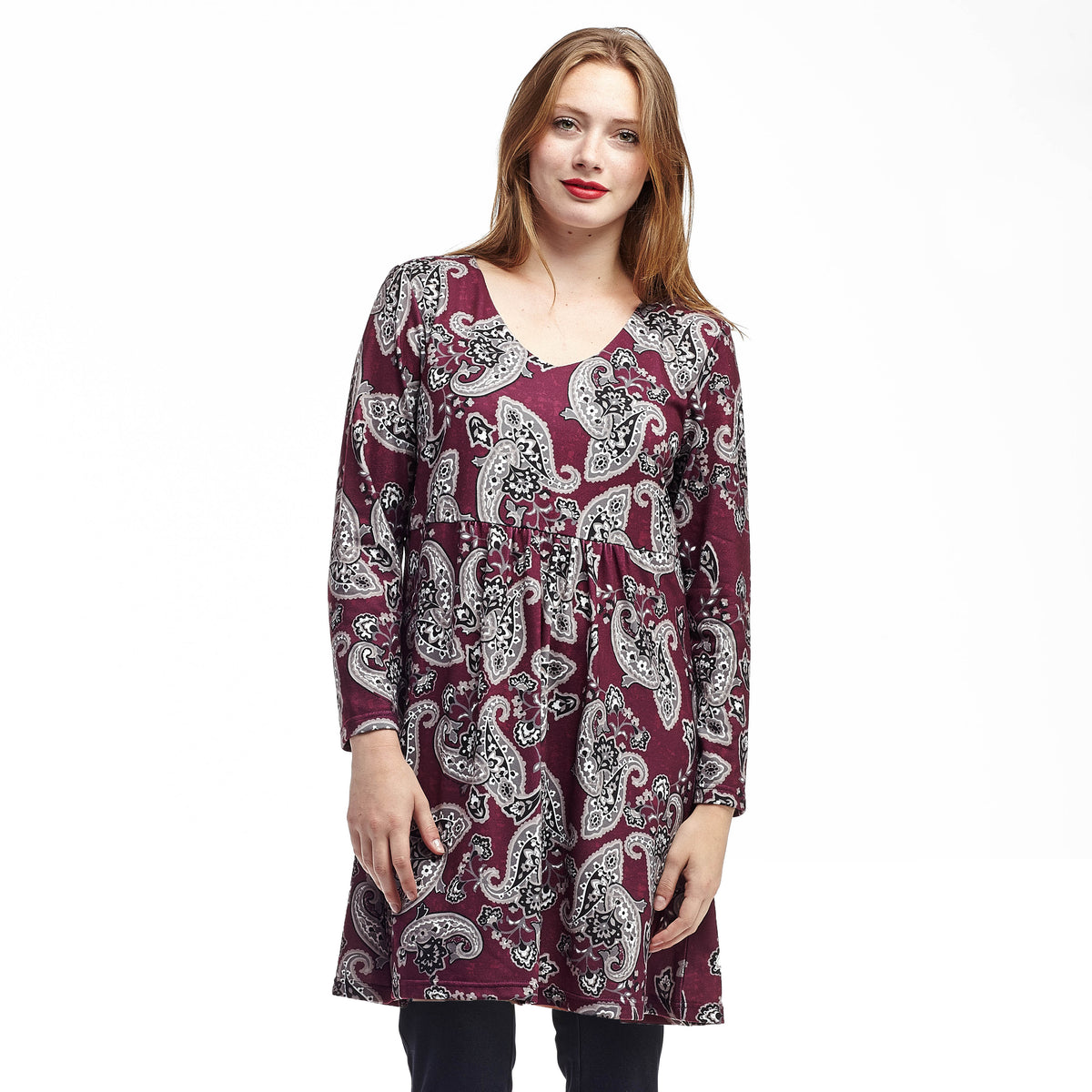 La Cera Long Sleeve Brush Knit Blend Pullover Tunic Top