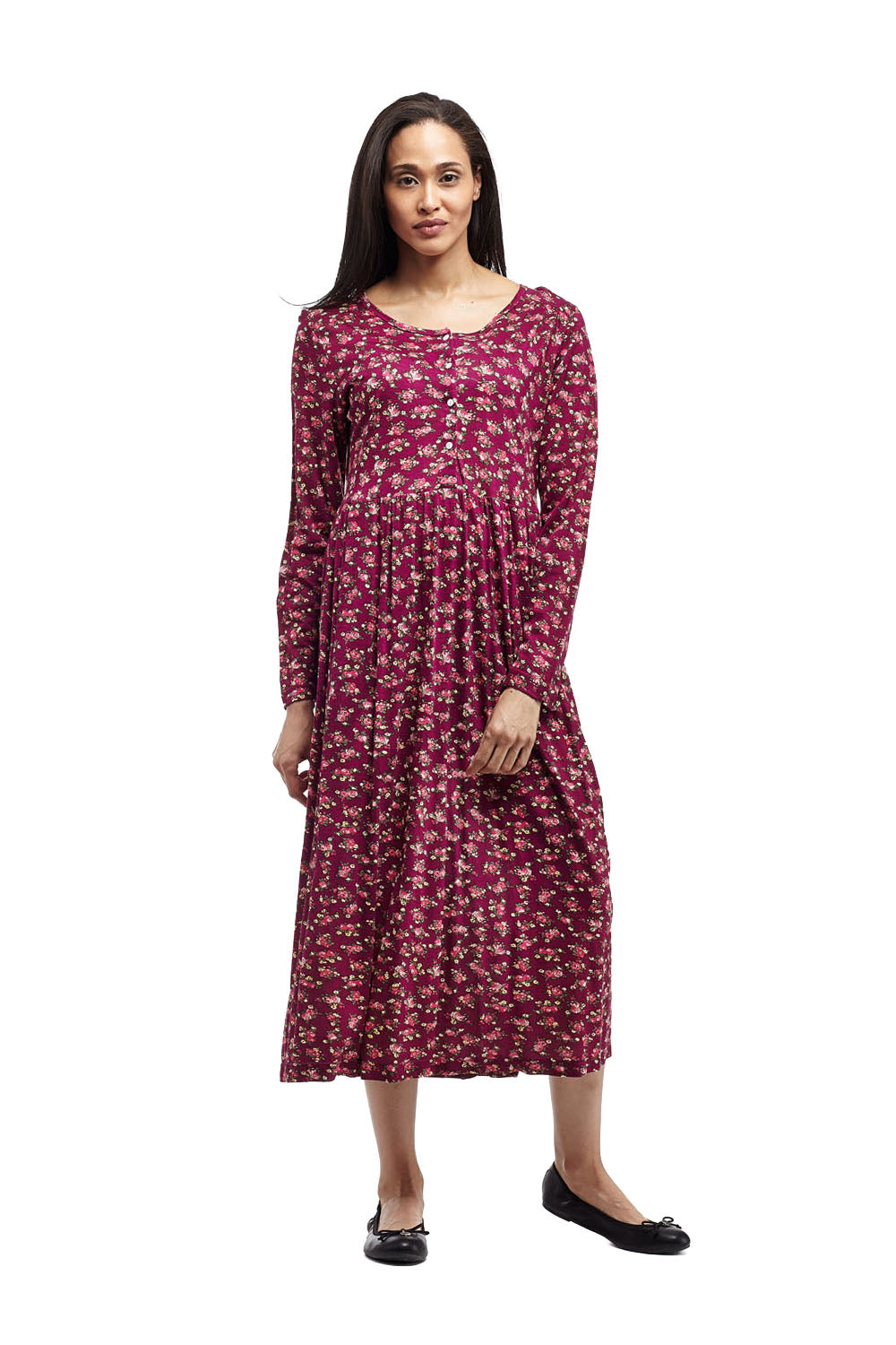 La Cera Floral Button Front Knit Dress